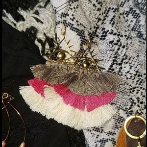 Gold Evil eye Fringe earrings